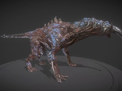 Realistic Mythical Creature 3D Model With Spiked Back Metallic Texture And Intricate Details 3d model