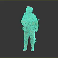 Military Soldier Figure in Uniform Holding Rifle with Helmet and Gear Standing on Gray Background