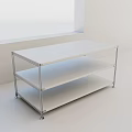 Modern Three Tier White Metal Frame Shoe Rack For Home Interior Organizing Solution 3d model