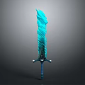 Blue Wavy Blade Sword With Decorative Hilt And Mythical Design 3d model