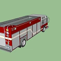 Red And White Fire Truck With Emergency Lights And Storage Compartments