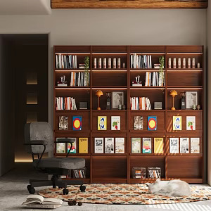Quiet Bookcase Floor-Standing Bookcase Casual Chair Single Chair 3d model
