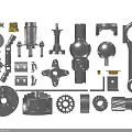 Assorted Mechanical Parts Collection Including Gears Shafts Bearings Flanges And Bolts