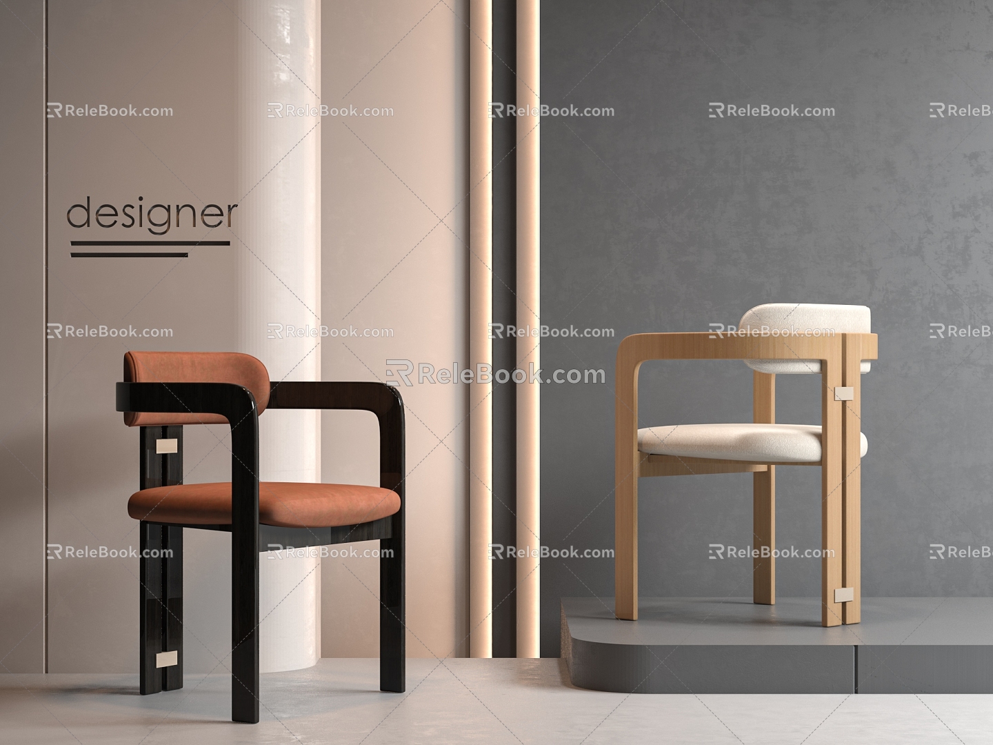 Bonaldo Dining Chair Single Chair Casual Chair Wood 3d model