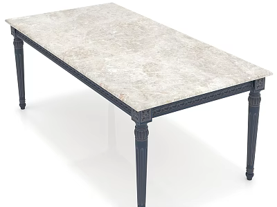 Elegant Coffee Table With Marble Top And Black Decorative Legs 3d model