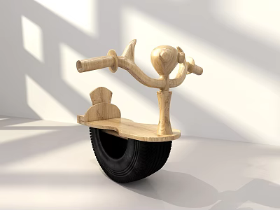 Wooden Kids Chair With Human Shaped Design And Tire Base Seat 3d model