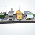 Different Types of RVs Parked in Outdoor Area With Street Lights and Grass