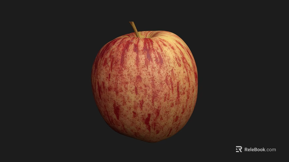 Fresh Red and Yellow Striped Apple with Natural Coloration as Healthy Crop 3d model 