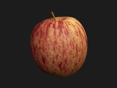 Fresh Red and Yellow Striped Apple with Natural Coloration as Healthy Crop 3d model