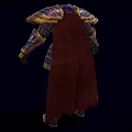 Game and Movie Character Wearing Ornate Golden Accented Armor With Chest Gemstone and Red Cape