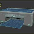 Modern Office Printer In Blue And White With Open Paper Tray For Office Use