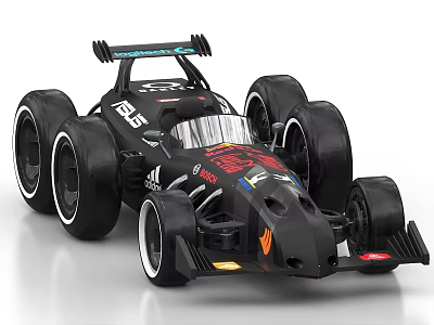 Black Remote Control Racing Car With Large Wheels Streamlined Design And Detailed Decals 3d model