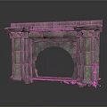 Classical Stone Fireplace Architectural Design With Arched Opening And Decorative Columns 3d model