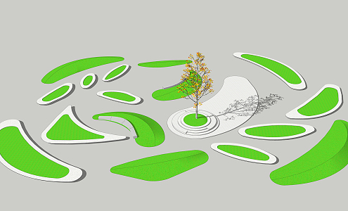 Modern Tree Pool Landscape Tree Pool Alien Sitting Bench Micro Terrain 3d model