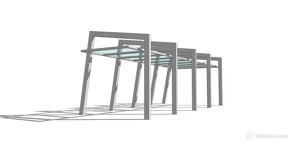 Modern Pergola Design With Metal Frame Glass Roof And Supporting Columns 3d model 