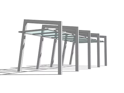 Modern Pergola Design With Metal Frame Glass Roof And Supporting Columns 3d model