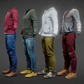 Men's Casual Clothing Outfits with Hoodie Jacket Sweater Striped Sweater Colorful Pants and Shoes