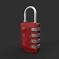 Red Combination Lock Hardware Tool With Number Dials And Trinity Logo