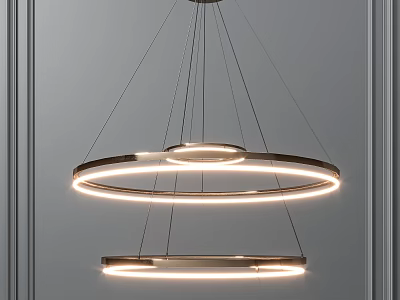Modern Circular Pendant Light Featuring Double Ring LED Design And Sleek Finish 3d model