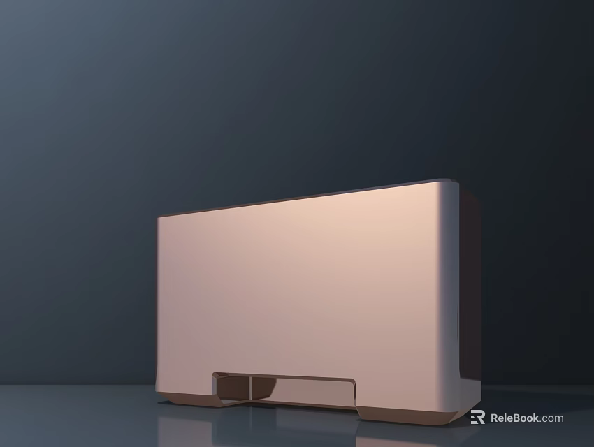 Sleek White And Brown Rectangular Computer Peripheral With Smooth Shiny Finish On Dark Surface 3d model 