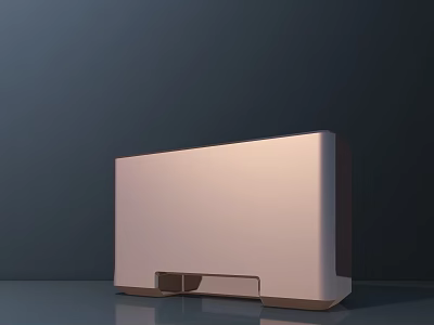 Sleek White And Brown Rectangular Computer Peripheral With Smooth Shiny Finish On Dark Surface 3d model