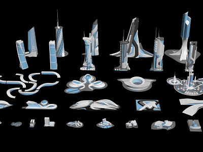Future Architecture Showcasing Sleek Skyscrapers Curved Structures And Innovative Geometric Designs 3d model
