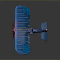 Vintage Blue Biplane Model With Classic Double Wing Structure And Detailed Design Features