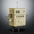 Vintage Robot Character With Antenna Control Panel Arms And Wheels 3d model