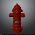 Red Fire Hydrant With Top Cap Valve And Base On Dark Background
