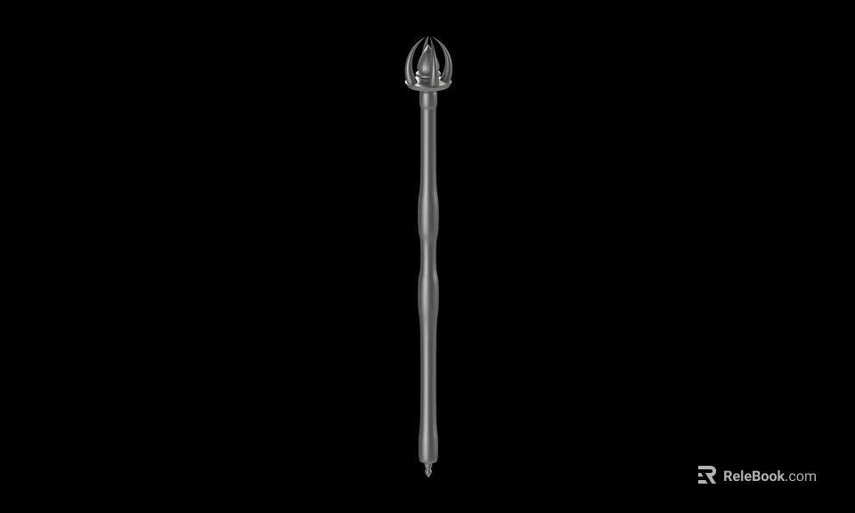 Medieval Metal Spear Weapon Featuring Decorative Head and Long Shaft Design 3d model 