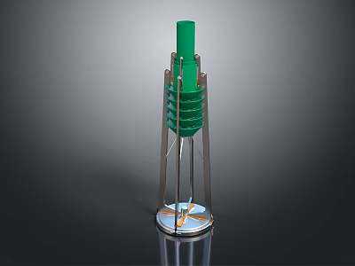 Scenic Landscape With Green Columnar Structure Silver Stand And Colorful Base On Dark Background 3d model