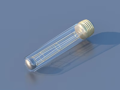 Clear Glass Light Bulb With Visible Filament And Golden Screw Base 3d model