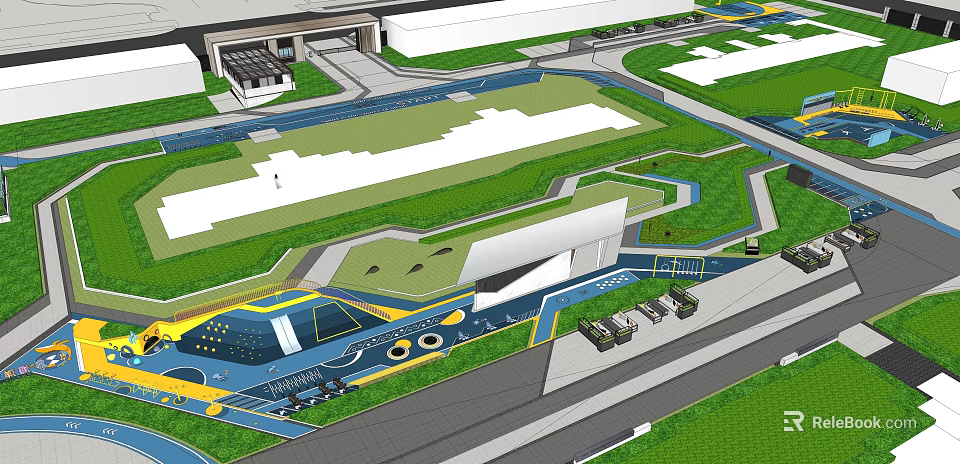 Modern Residential Landscape Design With Open Layout Green Spaces And Walkways 3d model 