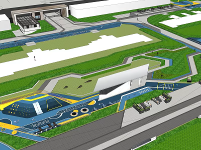 Modern Residential Landscape Design With Open Layout Green Spaces And Walkways 3d model