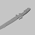 Tactical Serrated Knife With Beige Non Slip Handle And Black Blade Design