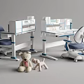 Modern Study Desk With Ergonomic Chair And Storage Shelves For Home Office Use