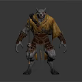 Wolf Like Man Wearing Yellow Cloak Holding Axe With Decorative Outfit