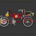 Vintage Red Tricycle With Brown Seats Gold Accents And Classic Design