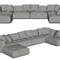 Modern Light Gray Fabric Sectional Sofa With Plush Pillows And L Shaped Design 3d model