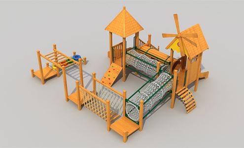 Modern Slide Wooden Kids Slide Climbing 3d model