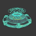 Advanced Holographic Projection Device With Circular Base And Blue Hologram