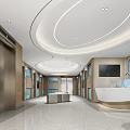 Modern Hospital Outpatient Clinic Interior With Reception Desk And Waiting Area