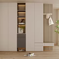 Modern Shoe Cabinet Design With Tiered Shelves Bench And Potted Plant