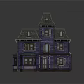 Purple European Style House with Steep Roofs Decorative Windows and Front Porch