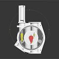 White Industrial Equipment With Transparent Cover Red And Yellow Internal Components