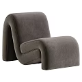 Modern Beige Upholstered Leisure Chair with Curved Backrest and Armrest Design for Comfortable Seating