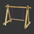 Wooden Swing Play Equipment With A Frame Stand And Wooden Seat For Kids Outdoor Fun