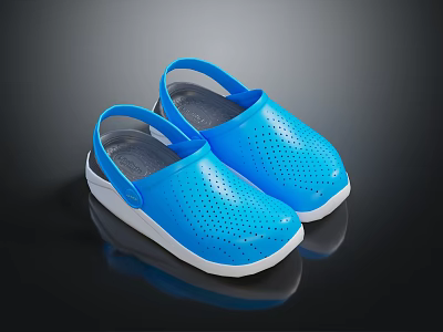 Comfortable Lightweight Blue Perforated Clogs With White Sole For Casual Daily Wear 3d model