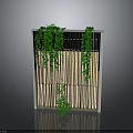 Architectural Bamboo Fence Structure With Green Vines Vertical Decorative Design