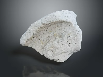 White Natural Stone With Rough Surface On Dark Reflective Background 3d model